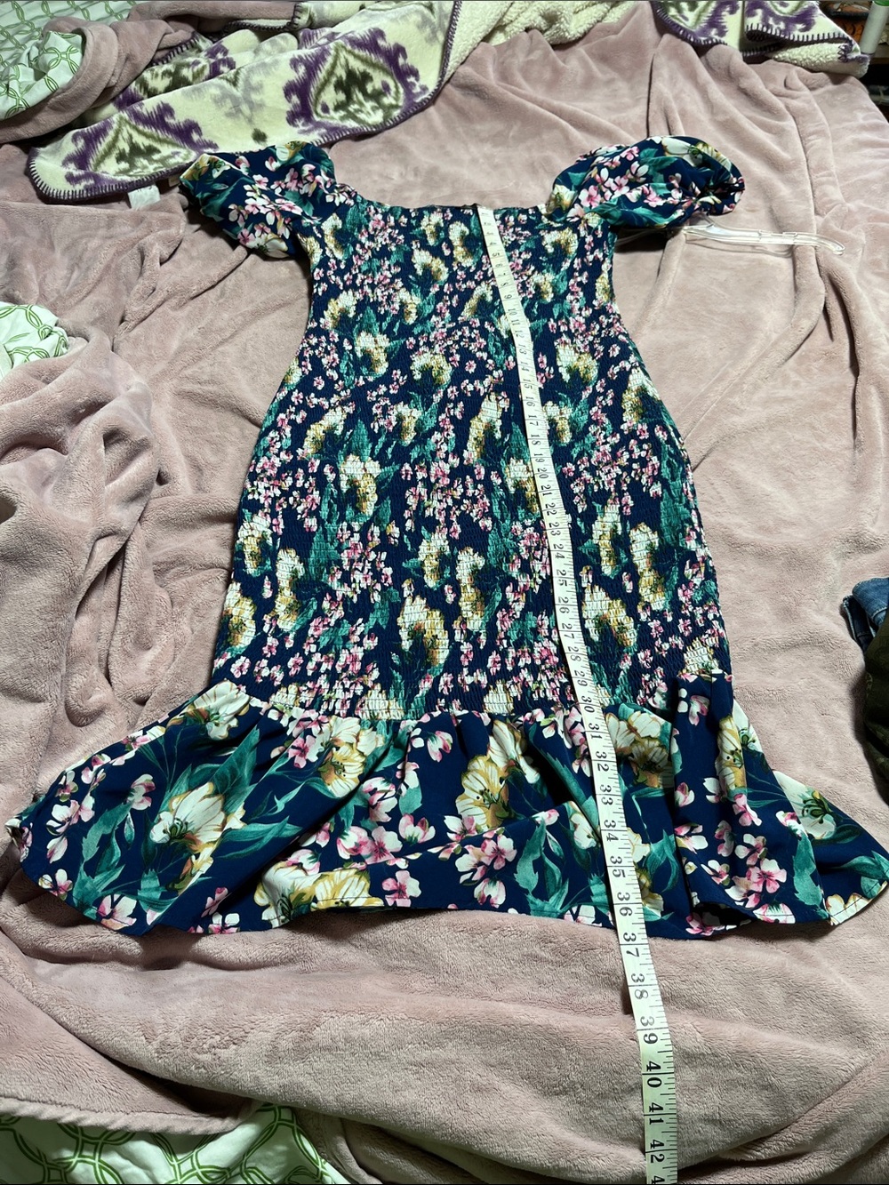 Floral Navy Off-Shoulder Maxi Dress with Ruffle Hem